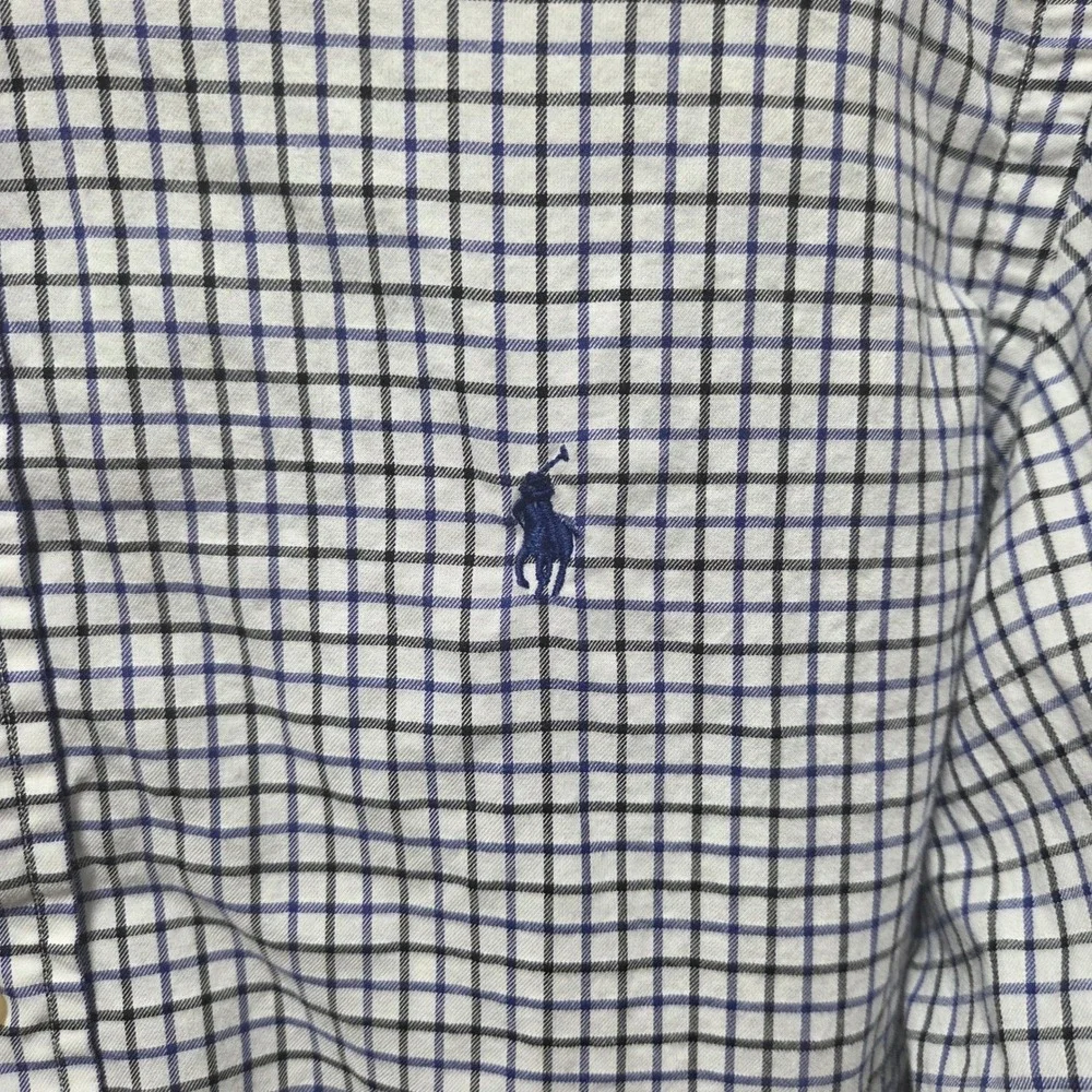 Polo Ralph Lauren Mens Classic Fit Tattersall Check Button Down Shirt Blue L